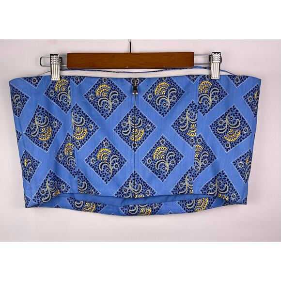 Veronica Beard Blue Printed Strapless Crop Top Size 14 with Boning - Picture 4 of 9